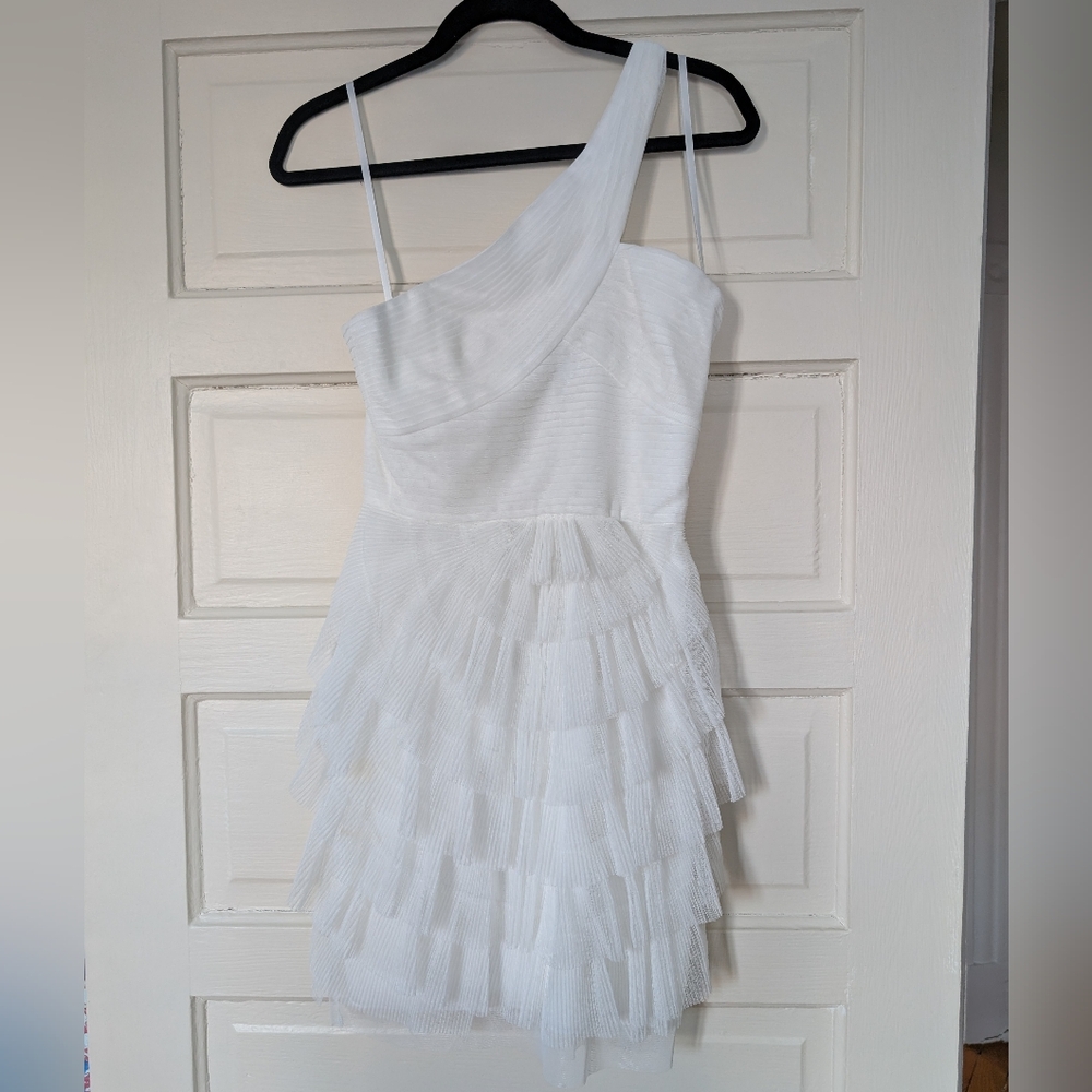 BCBG MaxAzria Gardenia Ella Pleated One Shoulder Mini Dress